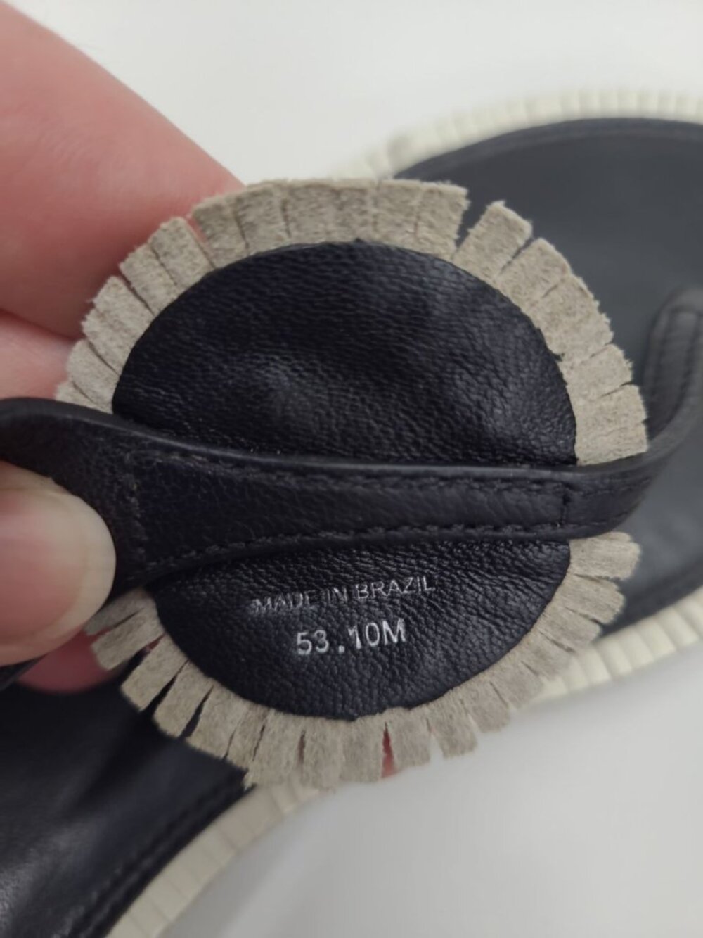 Tory Burch Miller Fringe Leather Thong Sandals Women's Size 10 Black and White - Picture 8 of 8